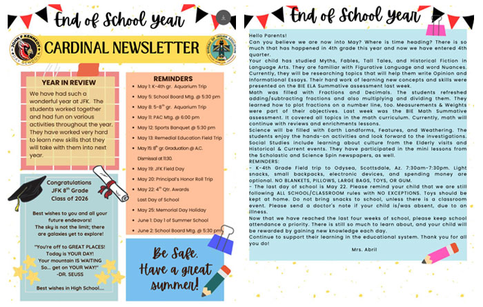JFK May 2026 newsletter