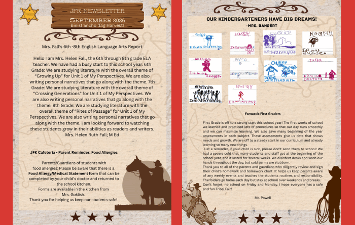 Layout of September 2026 Newsletter